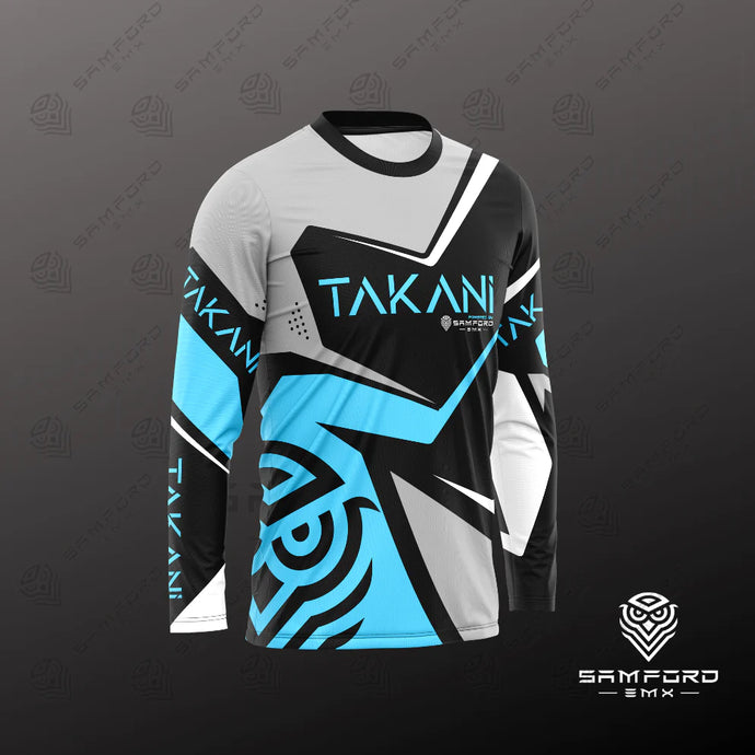 TAKANI Youth MX Jersey- blue, black, white, grey