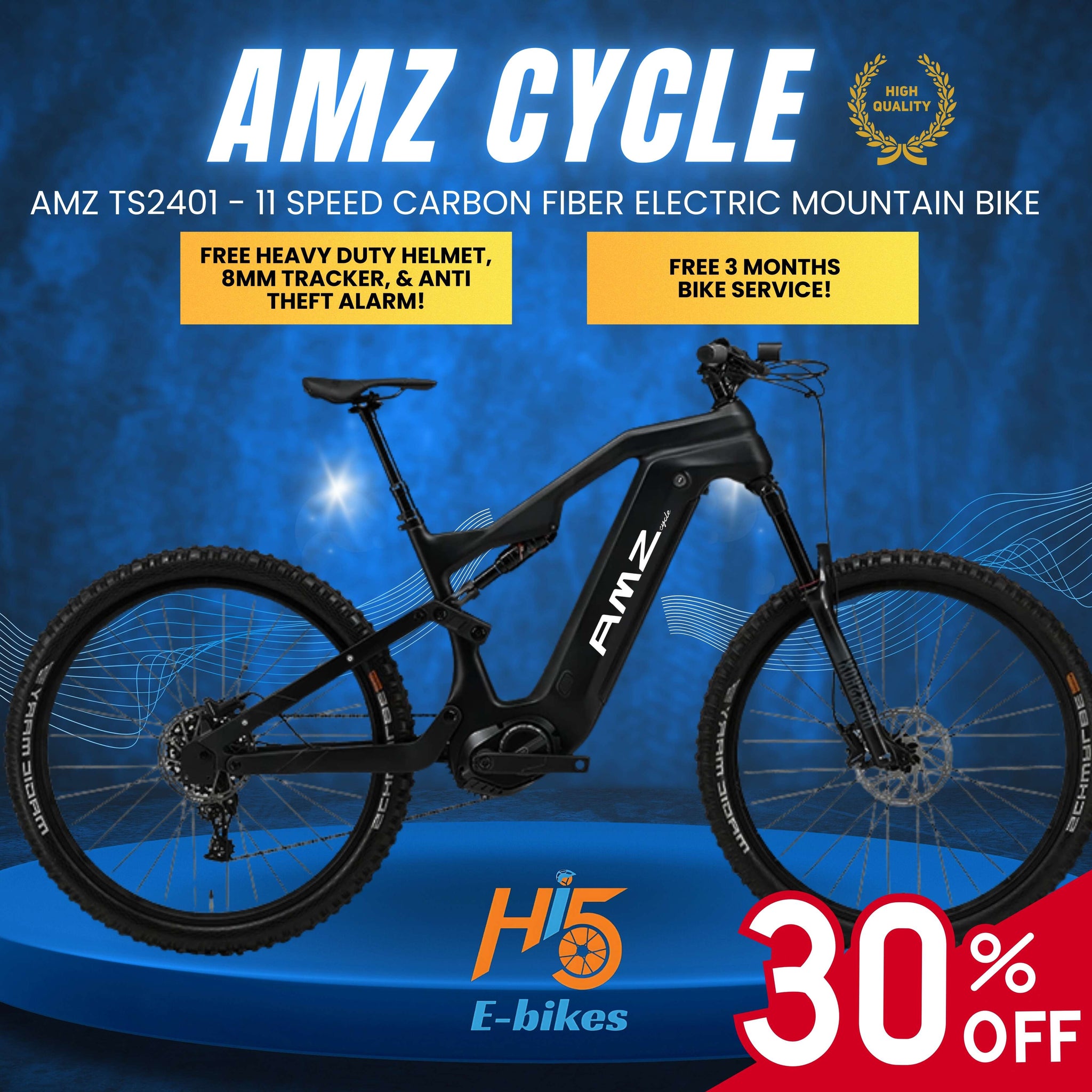 e mtb carbon fully AMZ TS2401 - 11 Speed Carbon Fiber Electric Mountain Bike